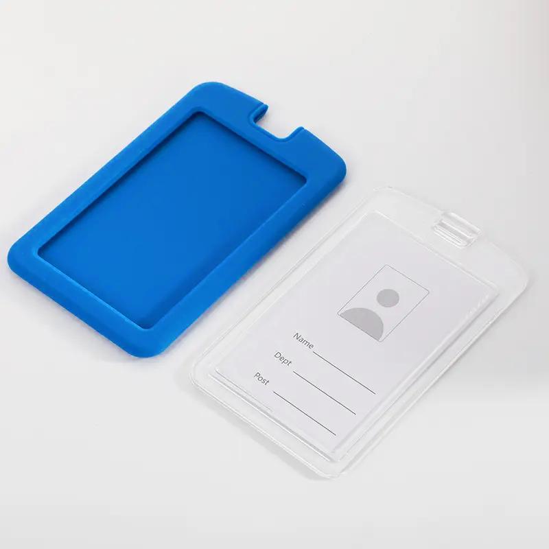 Premium Silicone ID Card Holder-Blue with Logo